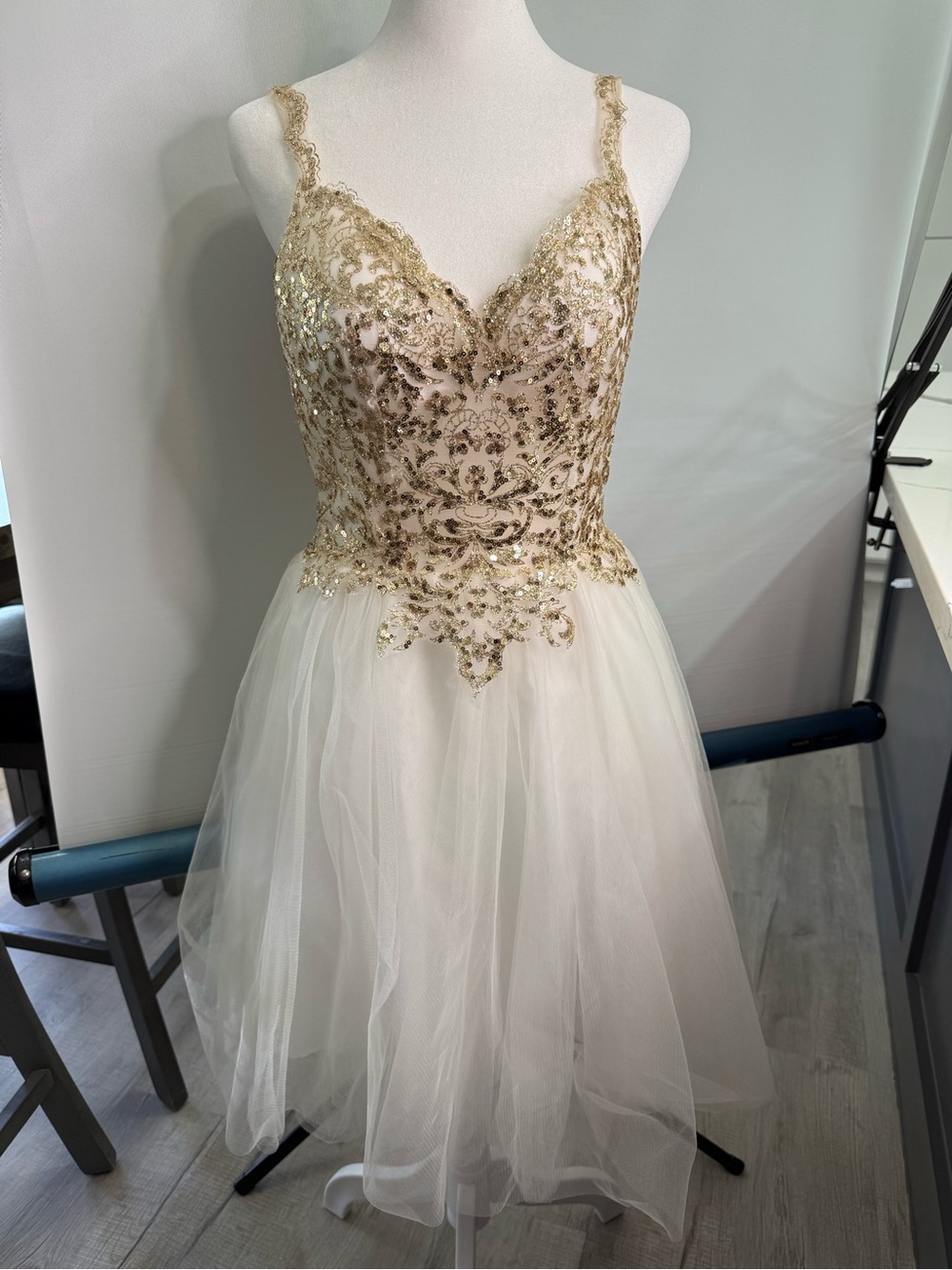 Cinderella Divine Short Sheer Bodice Glitter Dress Size M